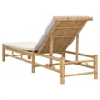 Pemberly Row Bamboo Sun Lounger with Adjustable Backrest in Cream White