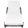 Pemberly Row PE Rattan Sun Lounger with Cushion and Tea Table in Brown