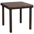 Pemberly Row PE Rattan Sun Lounger with Cushion and Tea Table in Brown