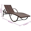 Pemberly Row PE Rattan Sun Lounger with Cushion and Tea Table in Brown