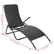 Pemberly Row PE Rattan Folding Sun Lounger with Steel Frame in Black