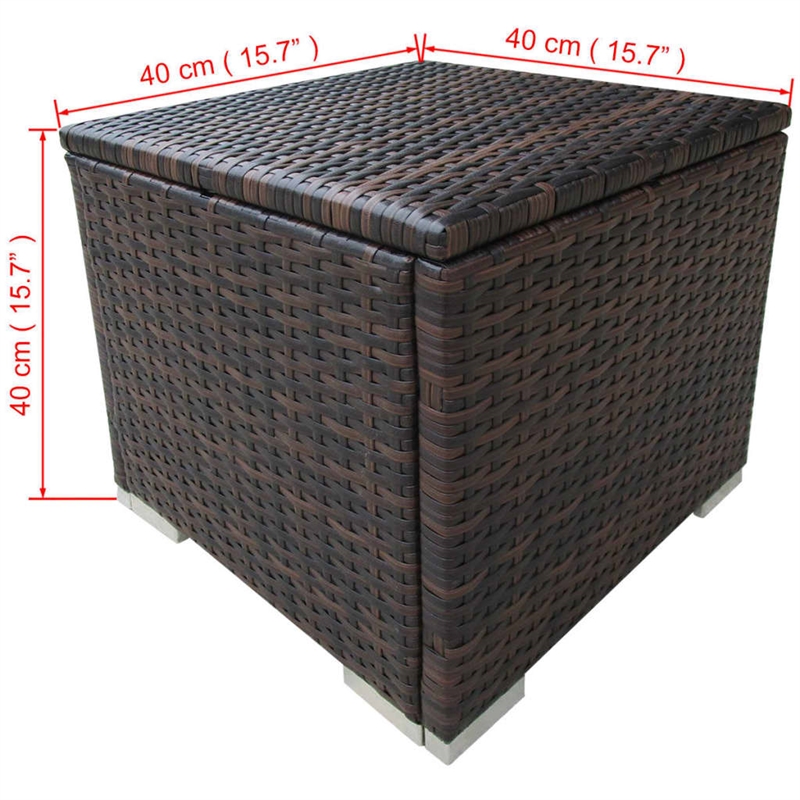 Pemberly Row PE Rattan Patio Sun Lounger Set of 2 with Table in Brown