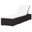 Pemberly Row PE Rattan Patio Sun Lounger Set of 2 with Table in Brown
