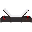 Pemberly Row PE Rattan Patio Sun Lounger Set of 2 with Table in Brown