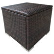 Pemberly Row PE Rattan Patio Sun Lounger Set of 2 with Table in Brown