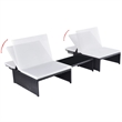 Pemberly Row PE Rattan Reclining Chair Set with Table in Black and White
