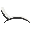 Pemberly Row PE Rattan Folding Sun Lounger with Cushion in Black and White
