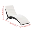 Pemberly Row PE Rattan Folding Sun Lounger with Cushion in Black and White