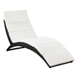 Pemberly Row PE Rattan Folding Sun Lounger with Cushion in Black and White
