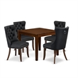 Pemberly Row 5-Piece Dining Table Set in Dark Gray/Antique Walnut Finish