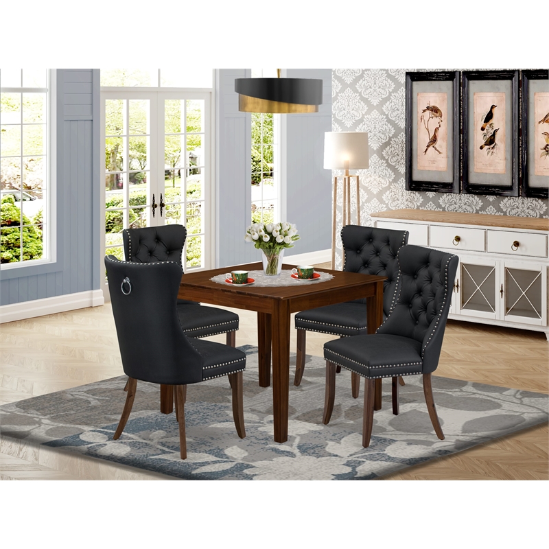 Pemberly Row 5-Piece Dining Table Set in Dark Gray/Antique Walnut Finish