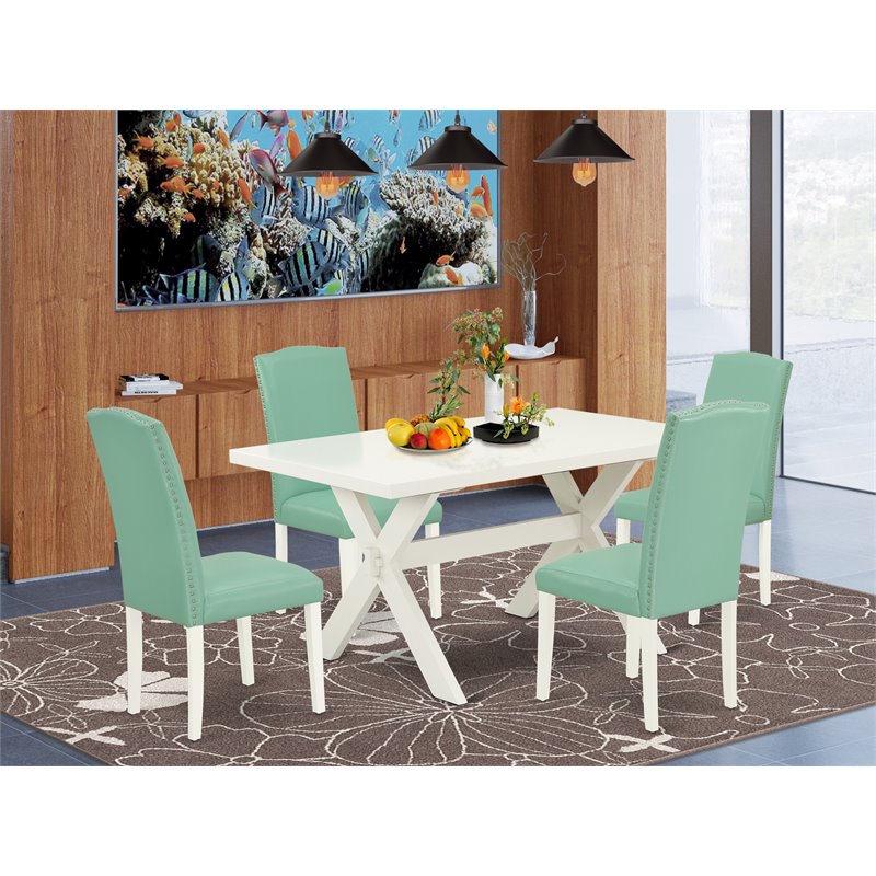 Pemberly Row 5-Piece Wood Kitchen Dining Set in Linen White Finish