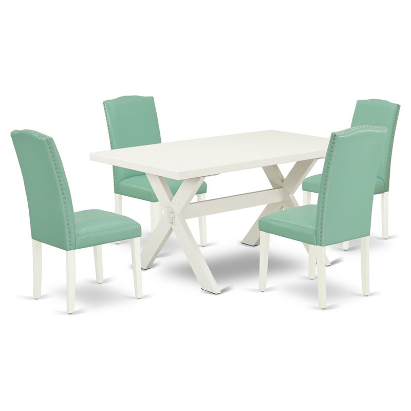 Pemberly Row 5-Piece Wood Kitchen Dining Set in Linen White Finish