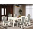 Pemberly Row 7-Piece Wood Dining Set in Linen White/Shitake Finish