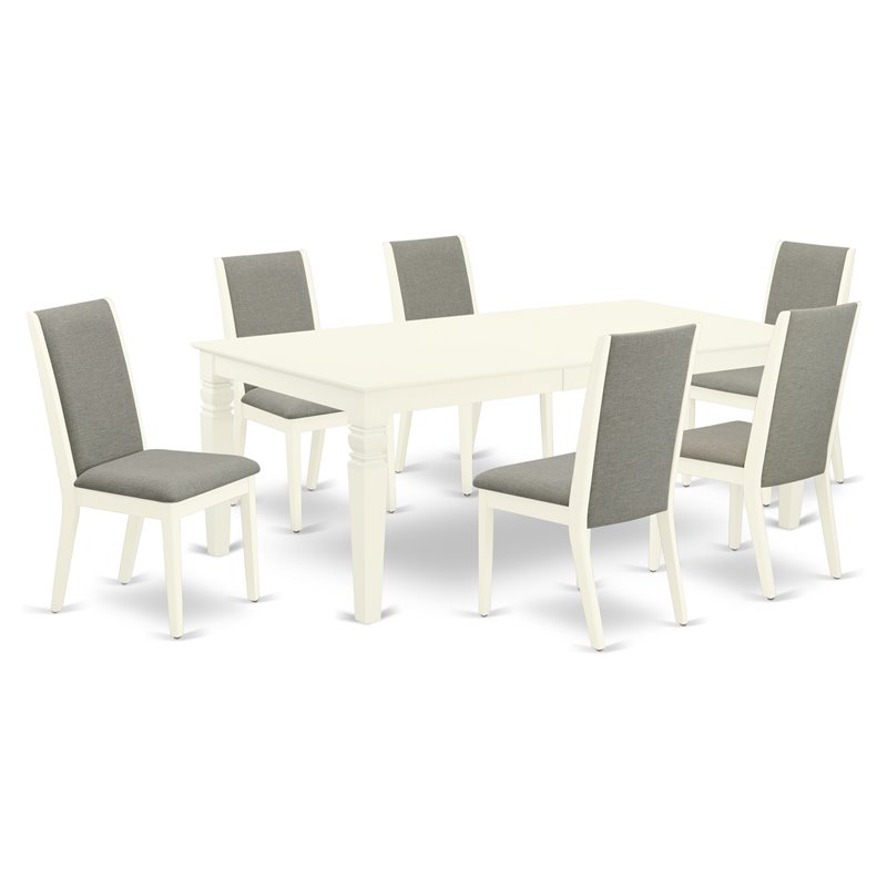Pemberly Row 7-Piece Wood Dining Set in Linen White/Shitake Finish
