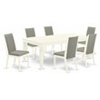 Pemberly Row 7-Piece Wood Dining Set in Linen White/Shitake Finish