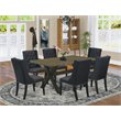 Pemberly Row 7-Piece Button Tufted Wood Dining Set in Wire Brushed Black
