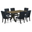 Pemberly Row 7-Piece Button Tufted Wood Dining Set in Wire Brushed Black