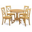 Pemberly Row 5-Piece Antique Dining Set with Round Oak Wood Table
