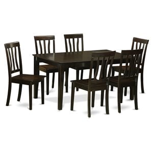 Pemberly Row 7-Piece Dining Table Set in Cappuccino Wood Finish