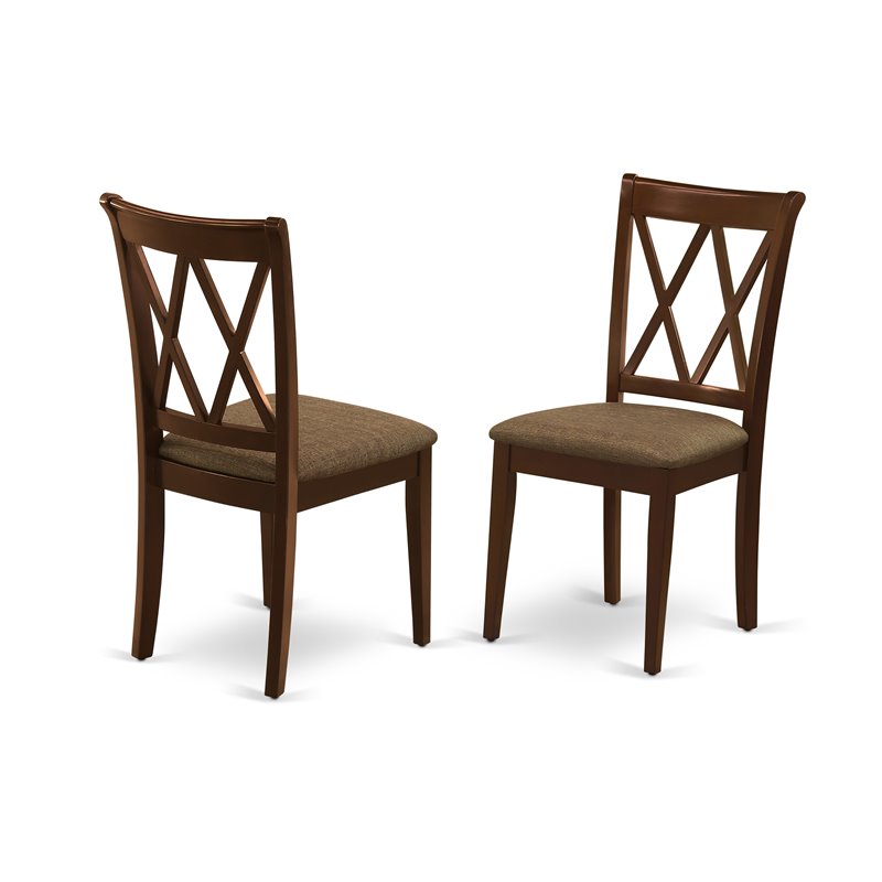 Pemberly Row 3-Piece Wood Dining Set with Fabric Chairs in Mahogany