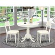 Pemberly Row 3-Piece Wood Dining Set with Pedestal Table in Linen White