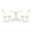 Pemberly Row 3-Piece Wood Dining Set with Pedestal Table in Linen White