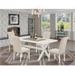 Pemberly Row X-Style 5-Piece Wood Dining Set in Linen White and Beige