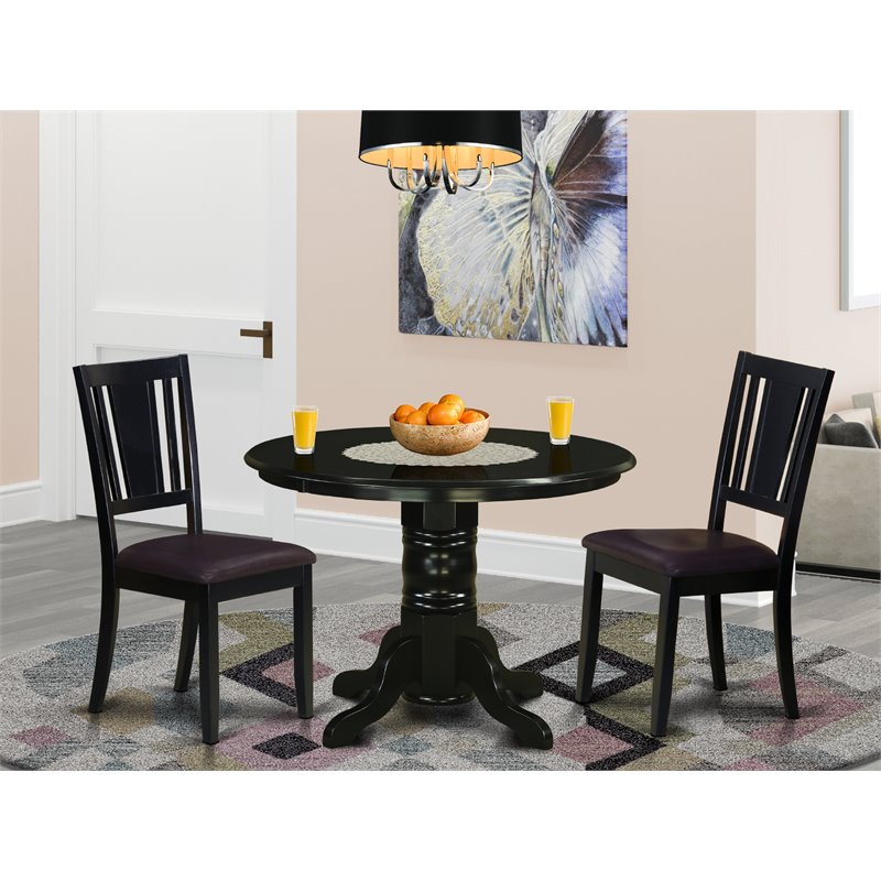 Pemberly Row 3-Piece Wood Dining Table and Chair Set in Black