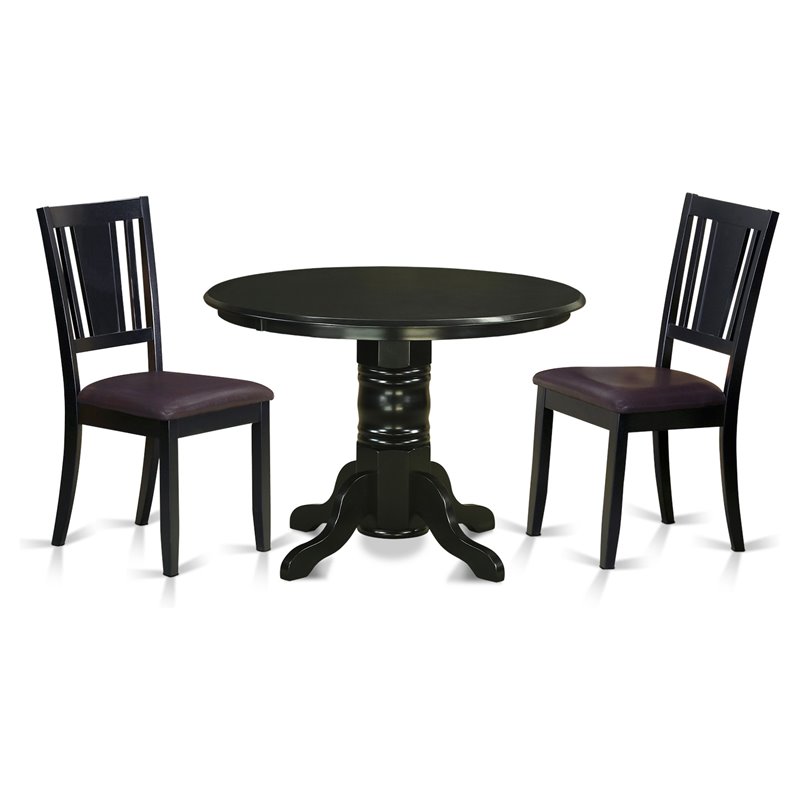 Pemberly Row 3-Piece Wood Dining Table and Chair Set in Black