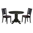 Pemberly Row 3-Piece Wood Dining Table and Chair Set in Black