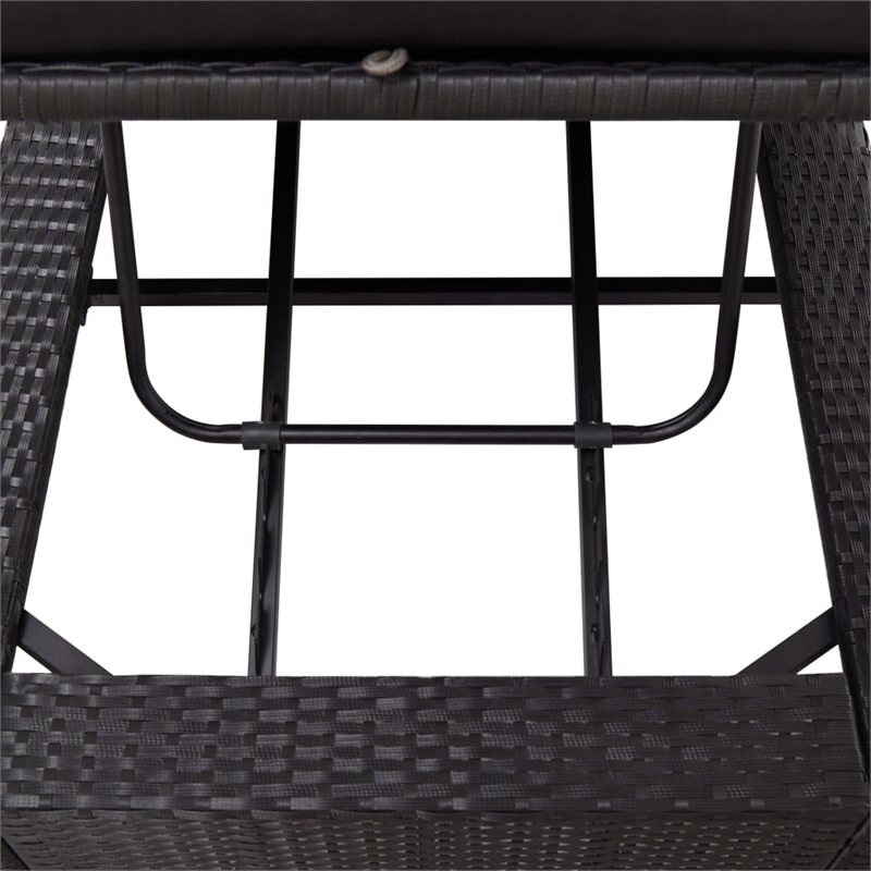 Pemberly Row PE Rattan 86.6 x 29.5 in Multi-Position Sun Bed in Black
