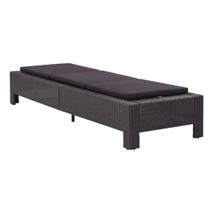 Pemberly Row PE Rattan 86.6 x 29.5 in Multi-Position Sun Bed in Black