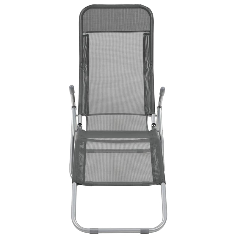 Pemberly Row Textilene Folding Sun Lounger Set of 2 in Anthracite