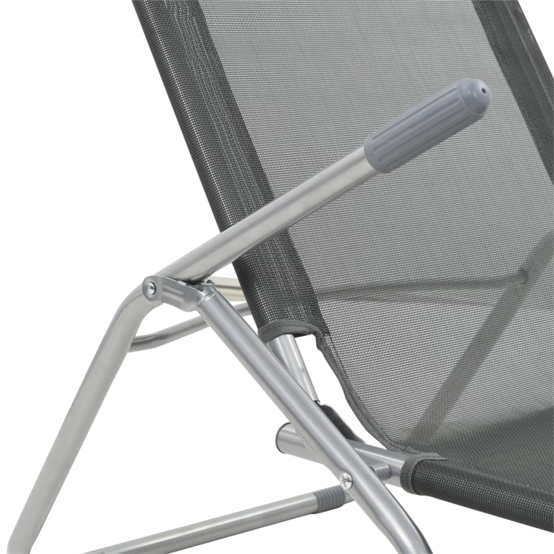 Pemberly Row Textilene Folding Sun Lounger Set of 2 in Anthracite