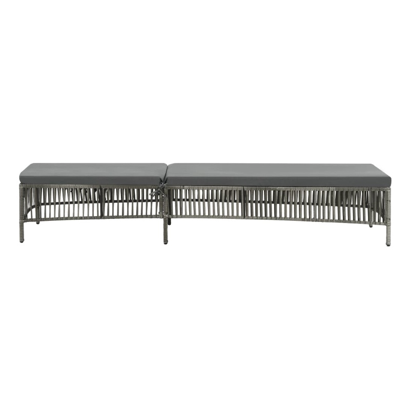 Pemberly Row Poly Rattan Sun Lounger with Removable Cushion in Gray