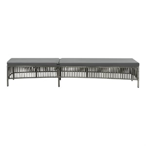 Pemberly Row Poly Rattan Sun Lounger with Removable Cushion in Gray