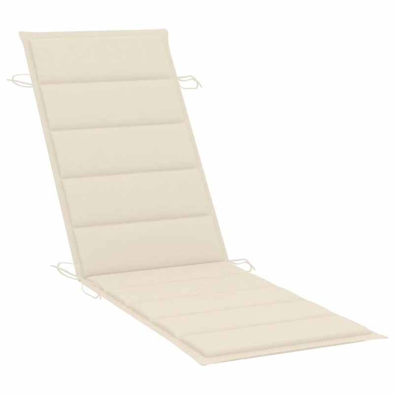 Pemberly Row Solid Acacia Wood Foldable Sun Lounger with Table in Cream