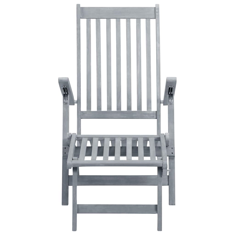 Pemberly Row Solid Acacia Wood Foldable Patio Deck Chair in Natural/Green