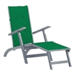 Pemberly Row Solid Acacia Wood Foldable Patio Deck Chair in Natural/Green
