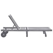 Pemberly Row Solid Acacia Wood 4-Position Sun Lounger with Wheels in Gray