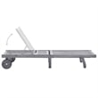 Pemberly Row Solid Acacia Wood 4-Position Sun Lounger with Wheels in Gray