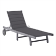 Pemberly Row Solid Acacia Wood 4-Position Sun Lounger with Wheels in Gray