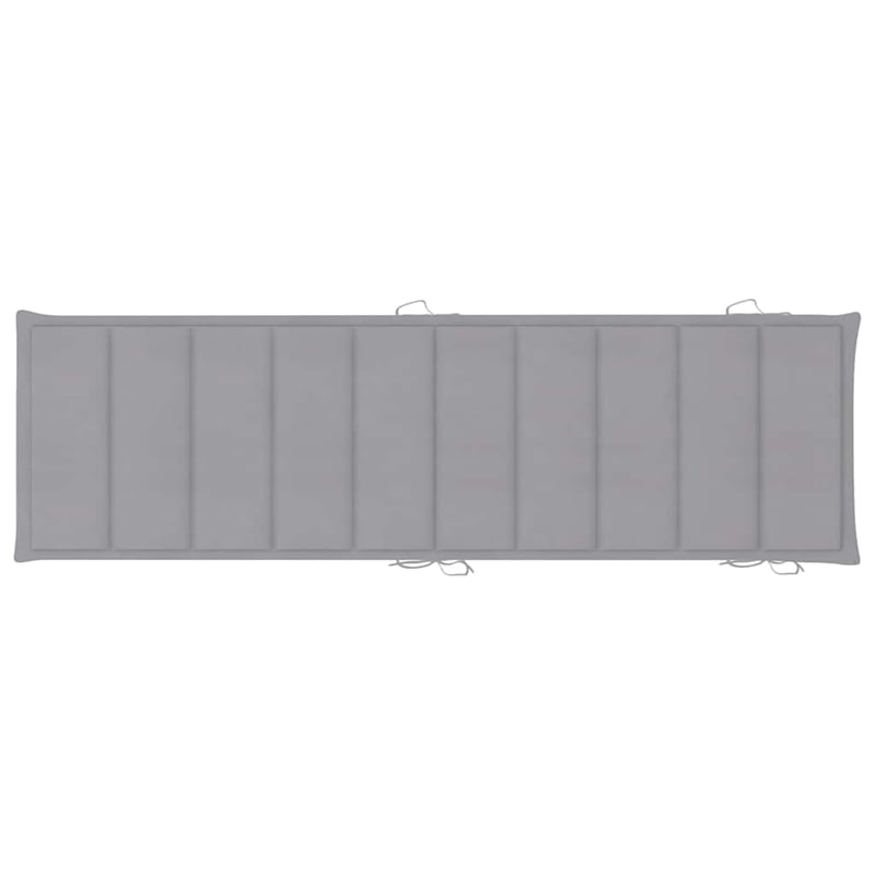 Pemberly Row Solid Acacia Wood Foldable Sun Lounger with Cushion in Gray