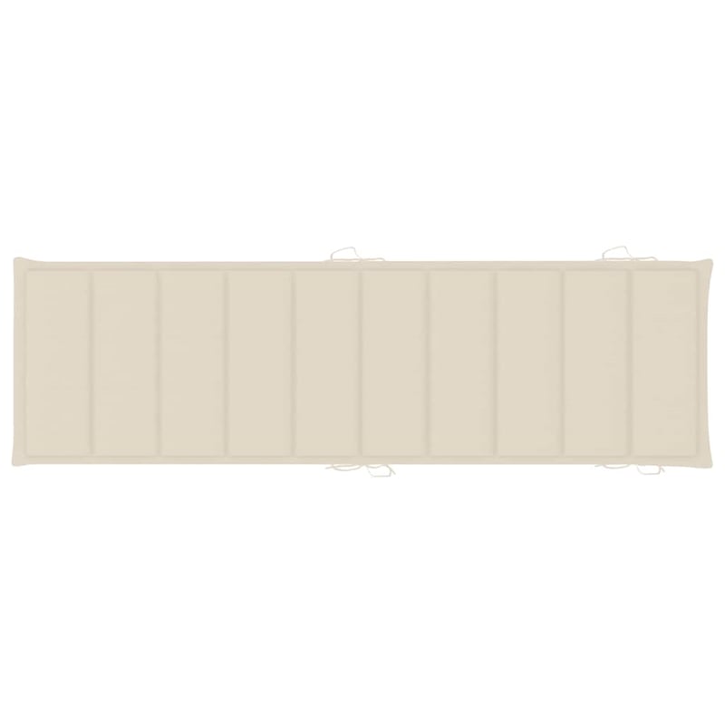 Pemberly Row Solid Acacia Wood Foldable Sun Lounger with Cushion in Cream