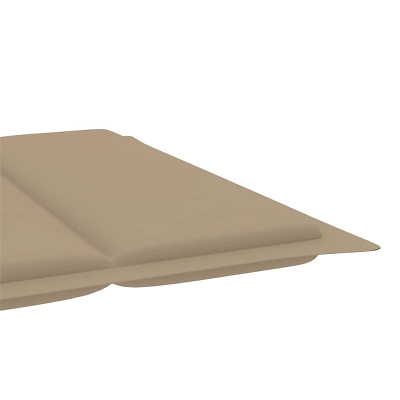 Pemberly Row Solid Acacia Wood Foldable Sun Lounger with Cushion in Beige