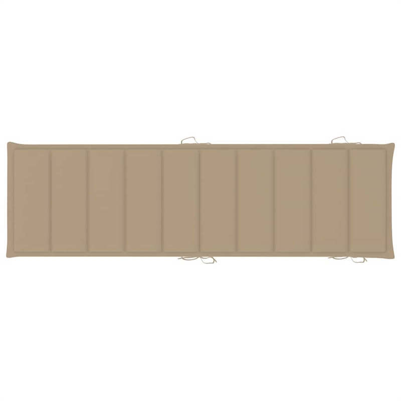 Pemberly Row Teak Wood Rocking Sun Lounger with Cushion in Beige