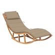 Pemberly Row Teak Wood Rocking Sun Lounger with Cushion in Beige