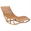Pemberly Row Teak Wood Rocking Sun Lounger with Cushion in Anthracite