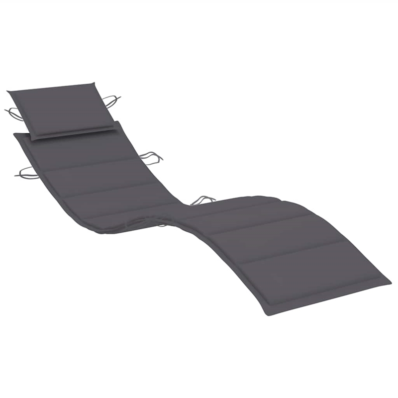 Pemberly Row Teak Wood Rocking Sun Lounger with Cushion in Anthracite